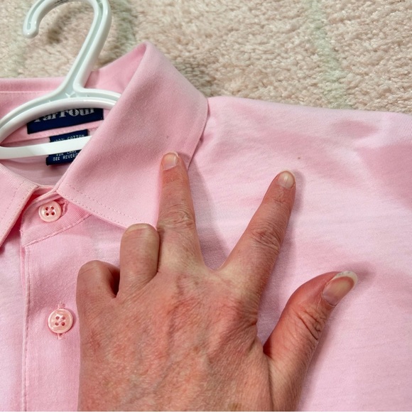 Vintage Par Four Cotton Pink Striped Men's Polo ShirtSize Small - Picture 11 of 16